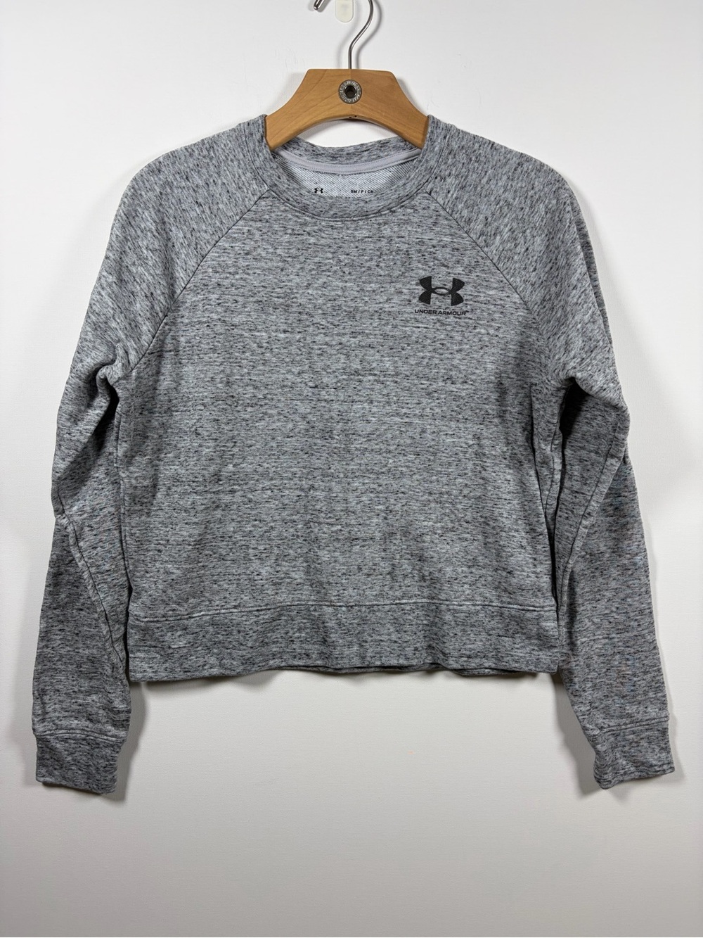Under Armour Women's Heather Grey Crew Sweatshirt with Logo